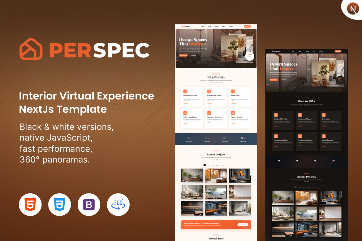 Perspec - Interior Virtual Experience Nextjs Template